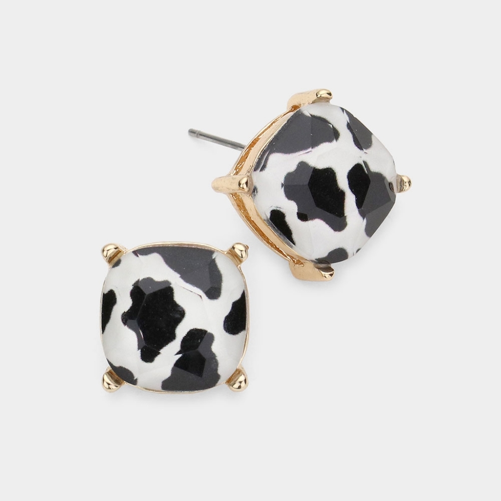 Cow print post back earrings